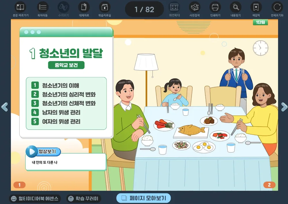 장애 중/고등부 성인권 교육 멀티미디어 교재 화면